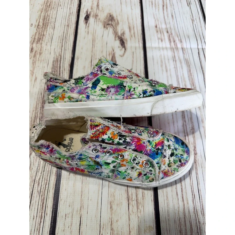 Corkey's  Womens Floral Paint Splatter Canvas Slip On Sneakers Multicolor Size 6